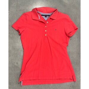 Tommy Hilfiger Women's Coral Pink Polo Shirt Dress Short Sleeve Collared Size M
